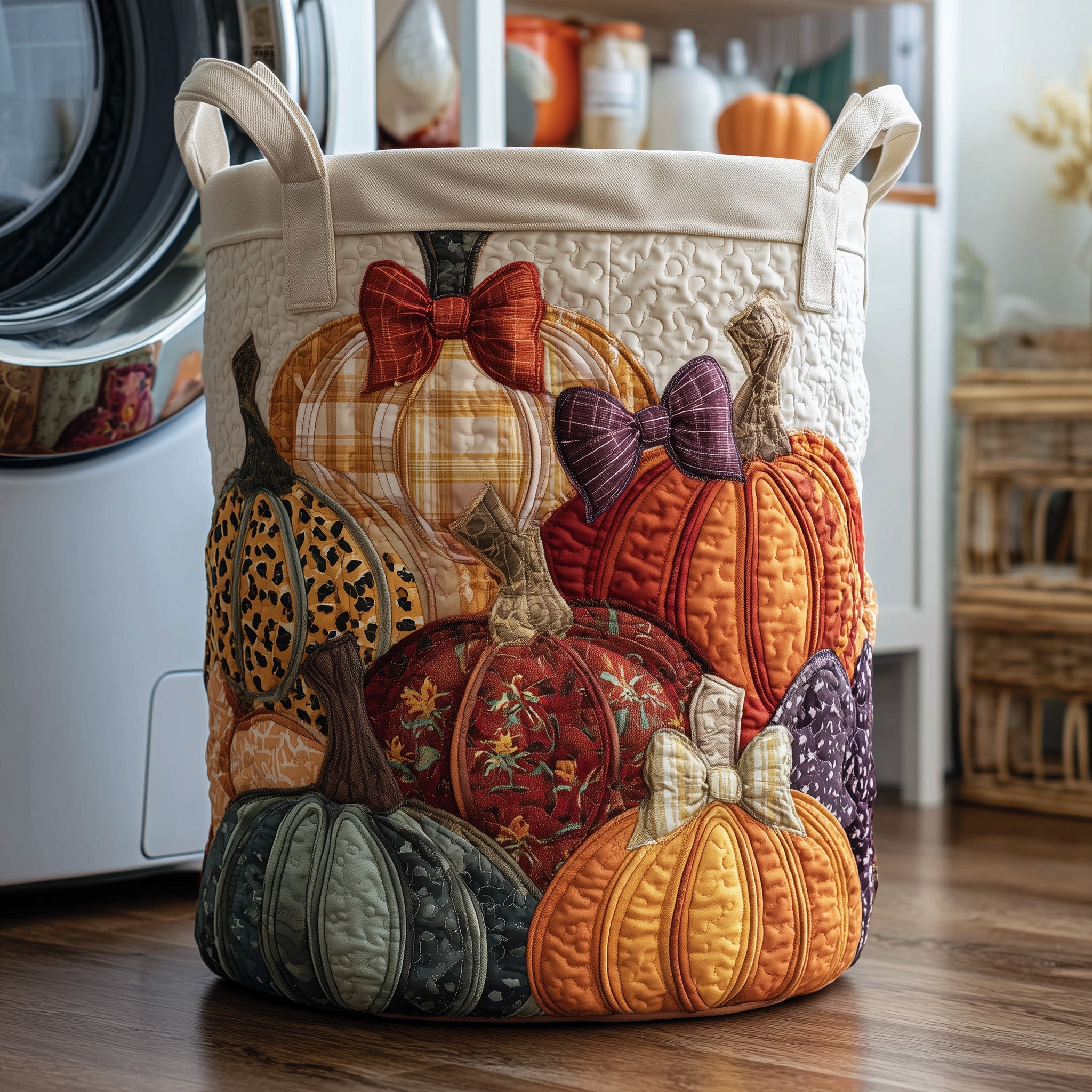 Pumpkin Haven Quilted Laundry Basket Delightful Gifts For Autumn Enthusiasts