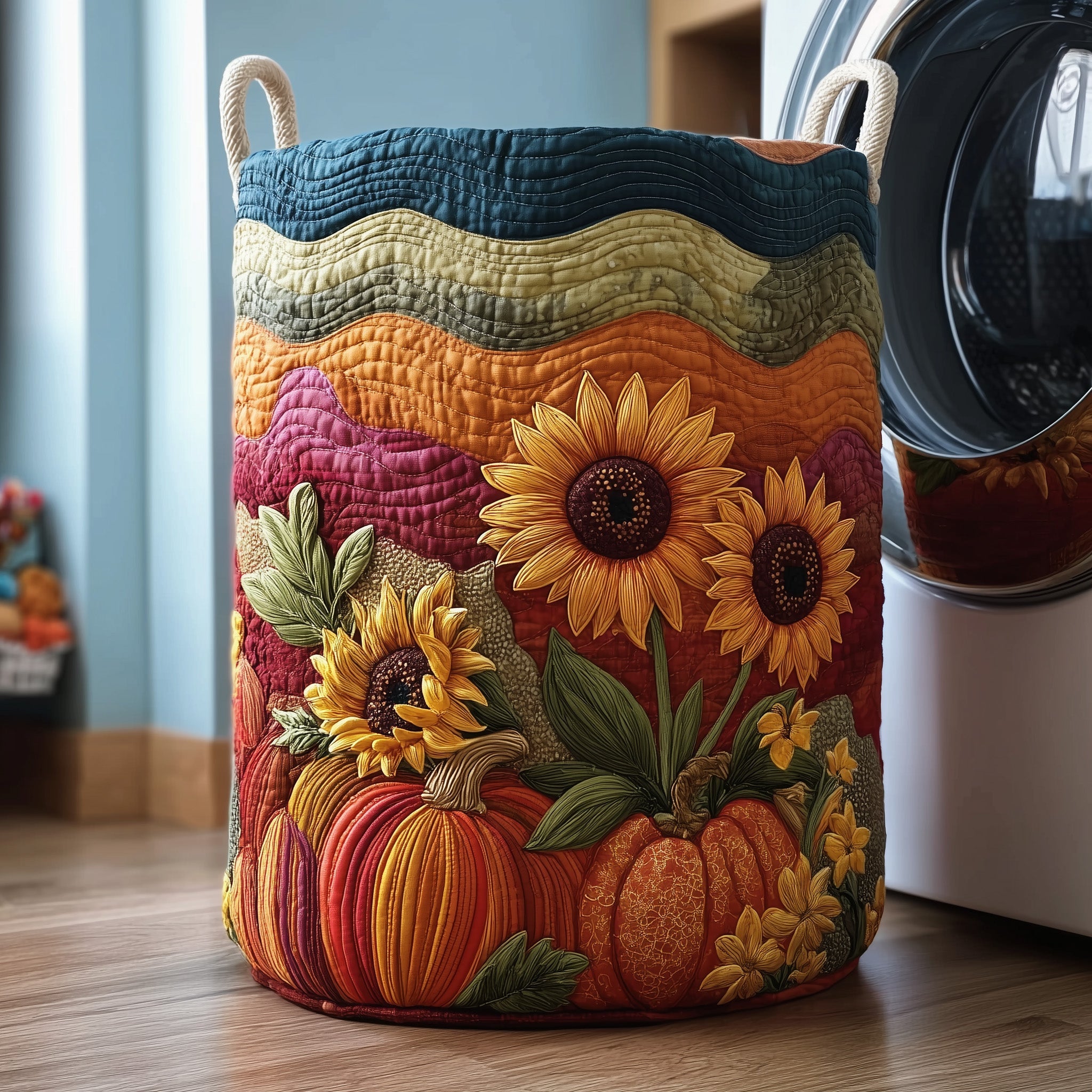Pumpkin Haven Quilted Laundry Basket Pretty Gifts For Sunflower Pumpkin Lovers