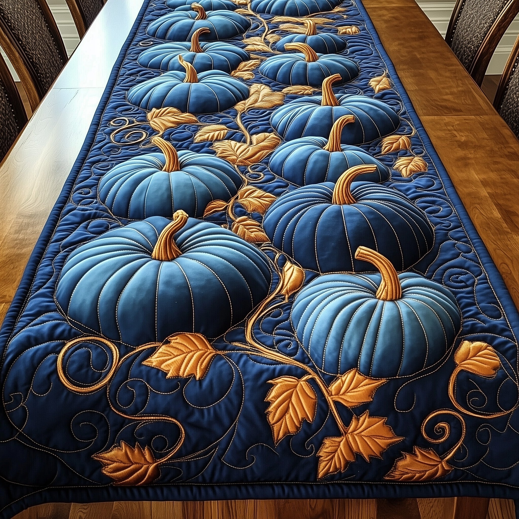Pumpkin Haven Quilted Table Runner Seasonal Table Runner for Holidays