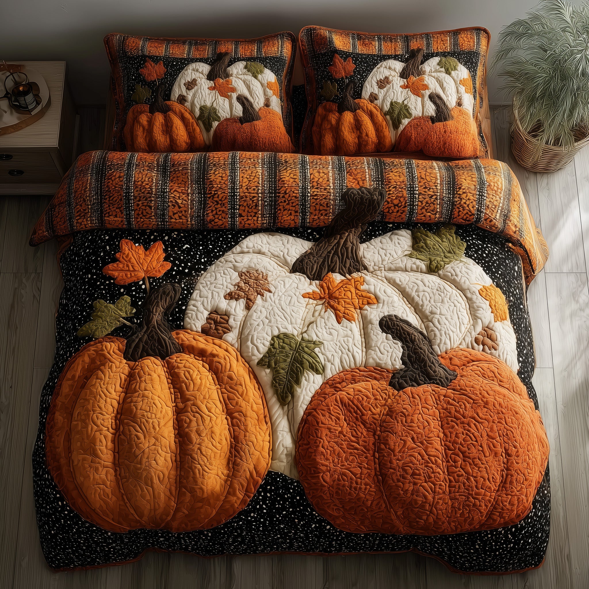 Pumpkin Heaven Quilted Bedding Set For Kids