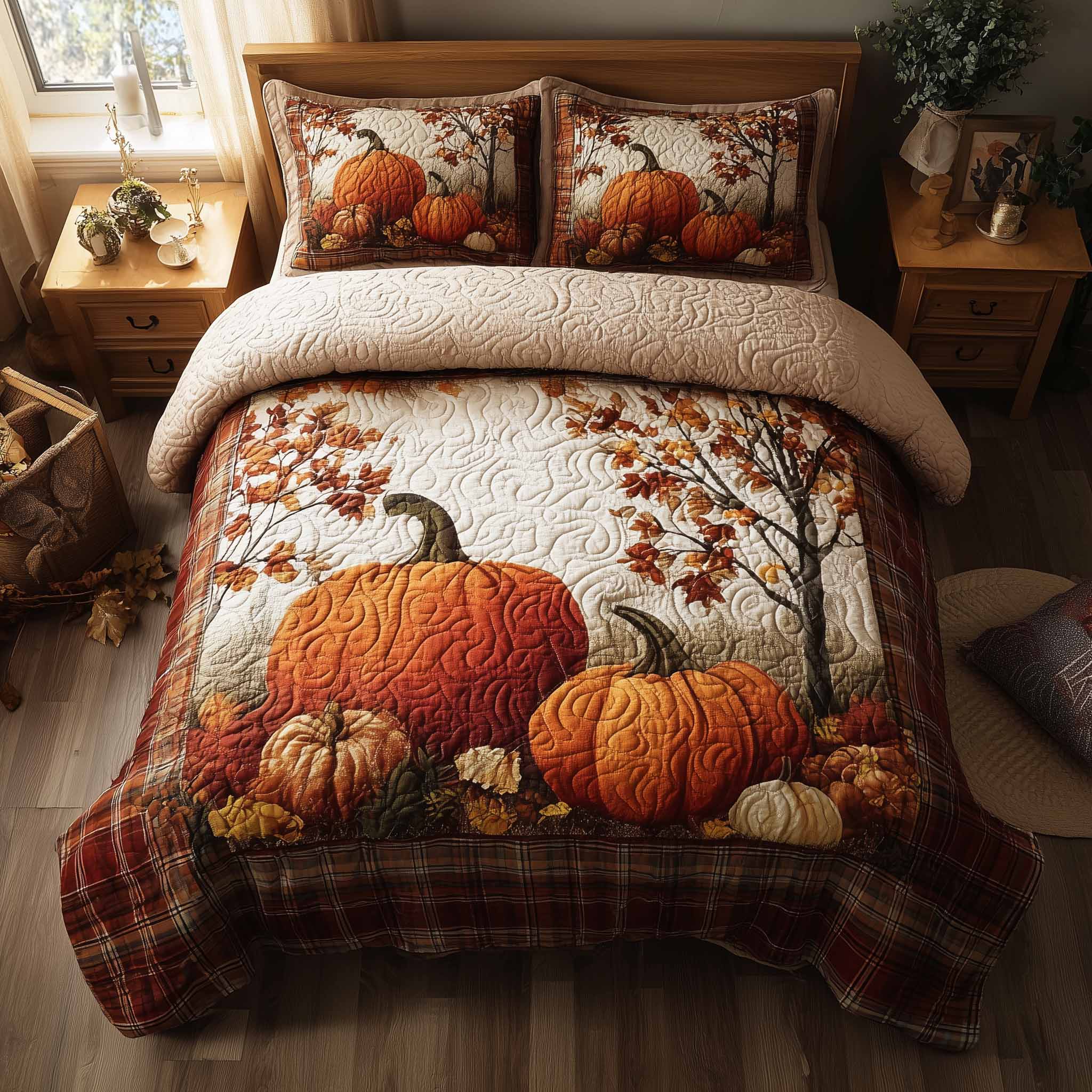 Pumpkin Heaven Quilted Bedding Set Soft & Smooth