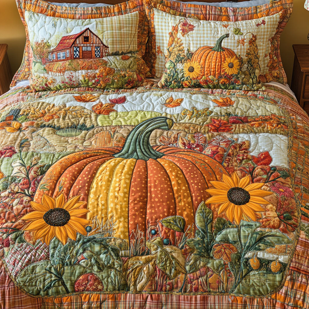 Pumpkin Hollow Quilted Bedding Set Bed Decor Ideas Autumn Presents