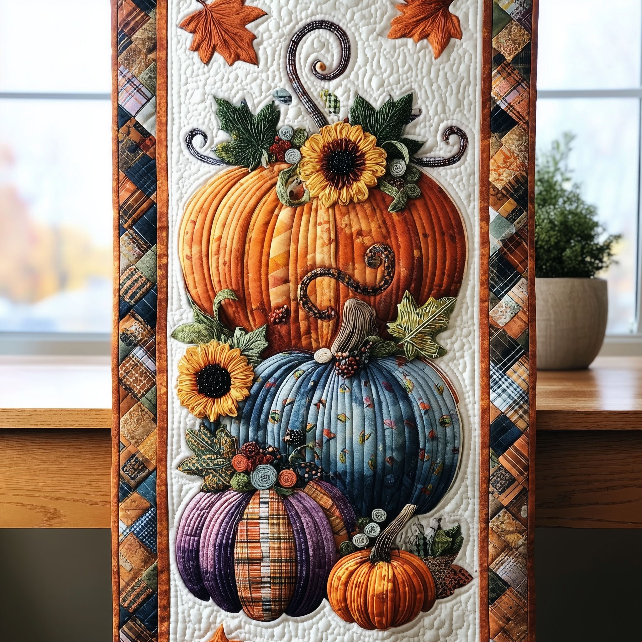 Pumpkin Hollow Quilted Table Runner Fall Table Runner Decor Gifts For Friends