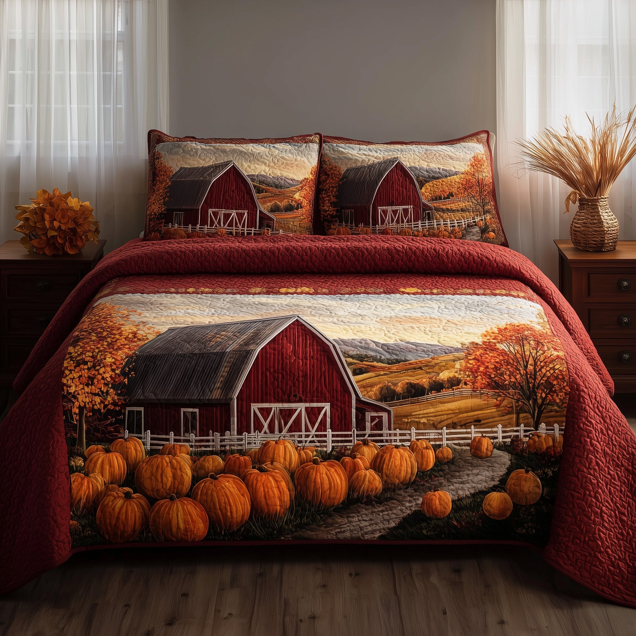 Pumpkin House Quilted Bedding Set Anniversary Gift