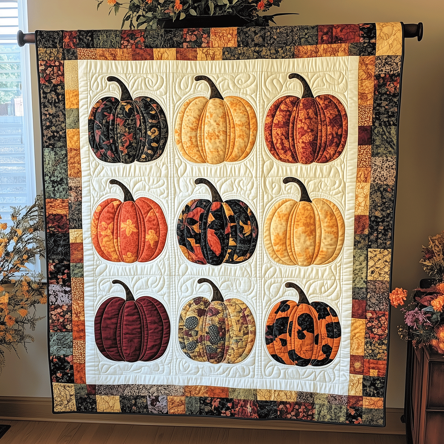 Pumpkin Magic Quilted Blanket Gift For Halloween