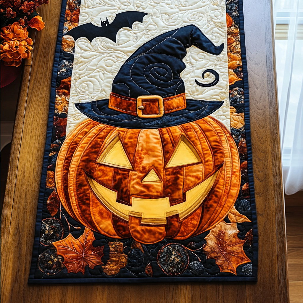 Pumpkin Magic Quilted Table Runner Halloween Dining Table Runner Dinner Table Decor