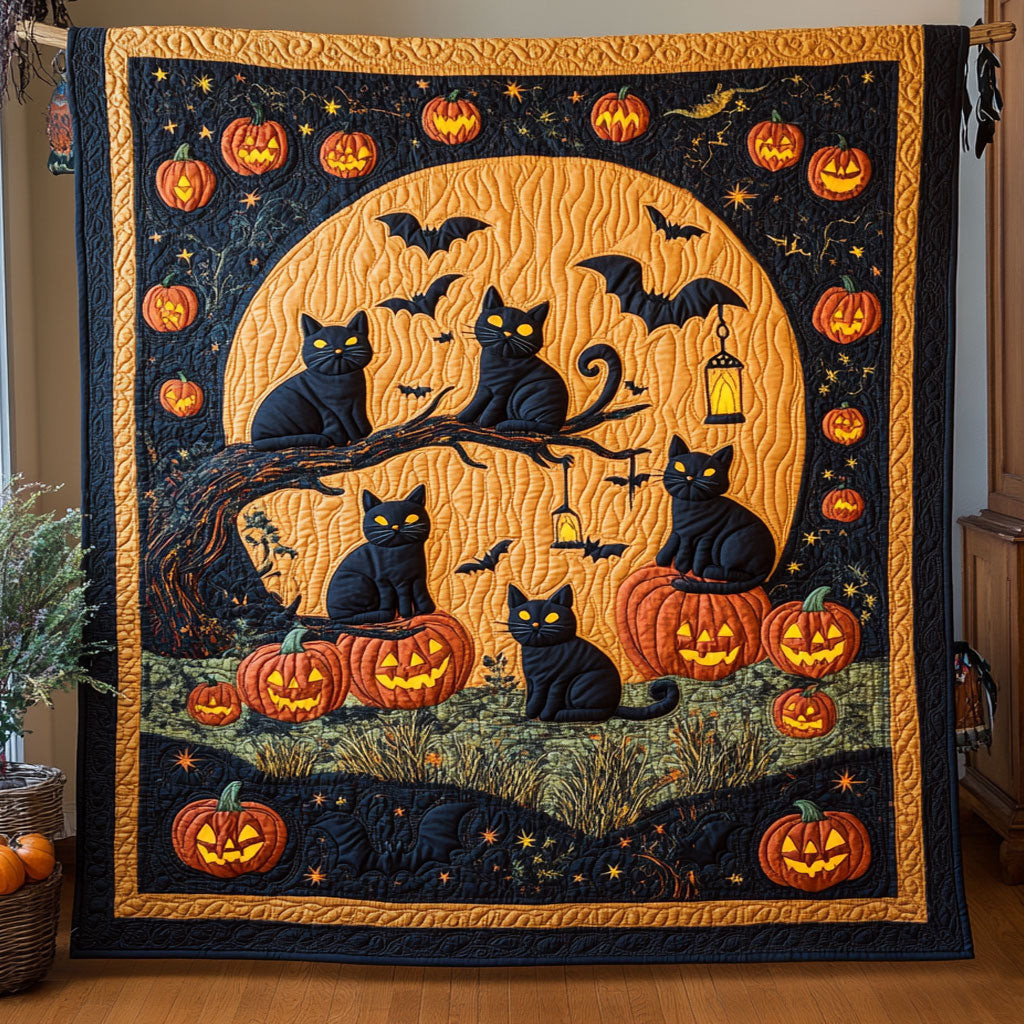 Pumpkin Moon Parade Quilt Best Decoration Gift For Friends and Family on Halloween Day