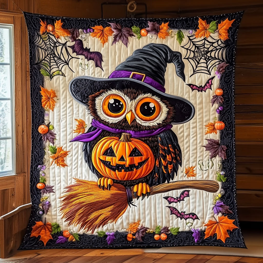 Pumpkin Owl Charm Quilt Blanket Owl Throws And Blankets Gifts For Halloween Lovers
