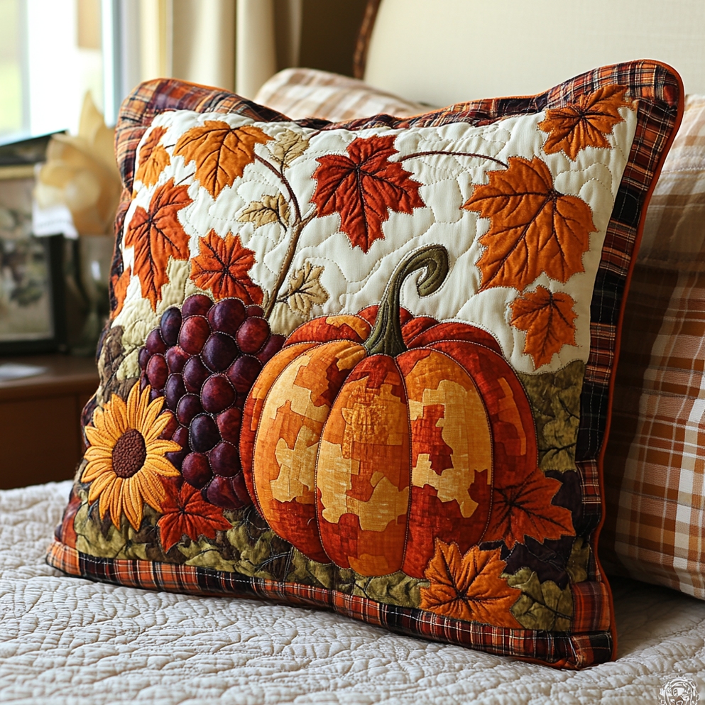 Pumpkin Parade Quilted Pillow Case Fall Pillow Covers Unique Gifts For Family