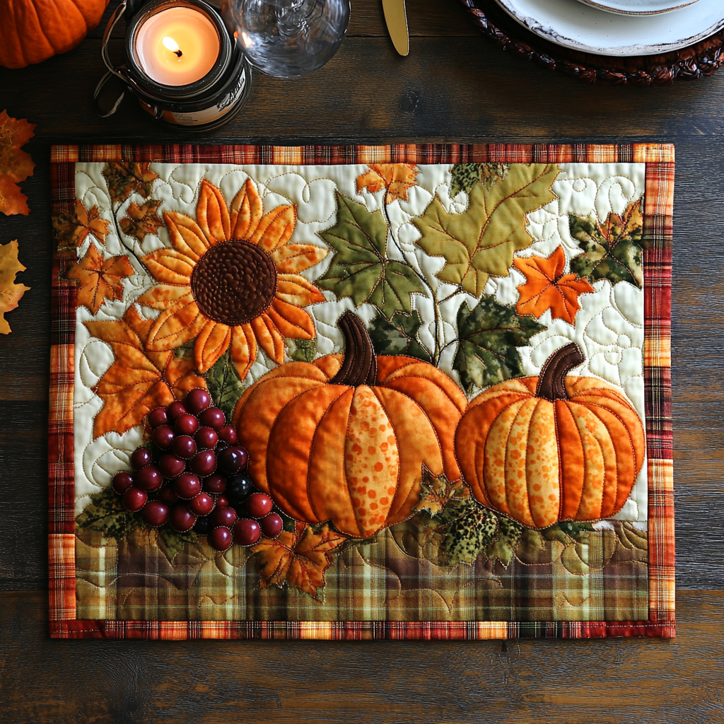 Pumpkin Parade Quilted Place Mat Christmas Home Dec Gifts For Sea Lovers