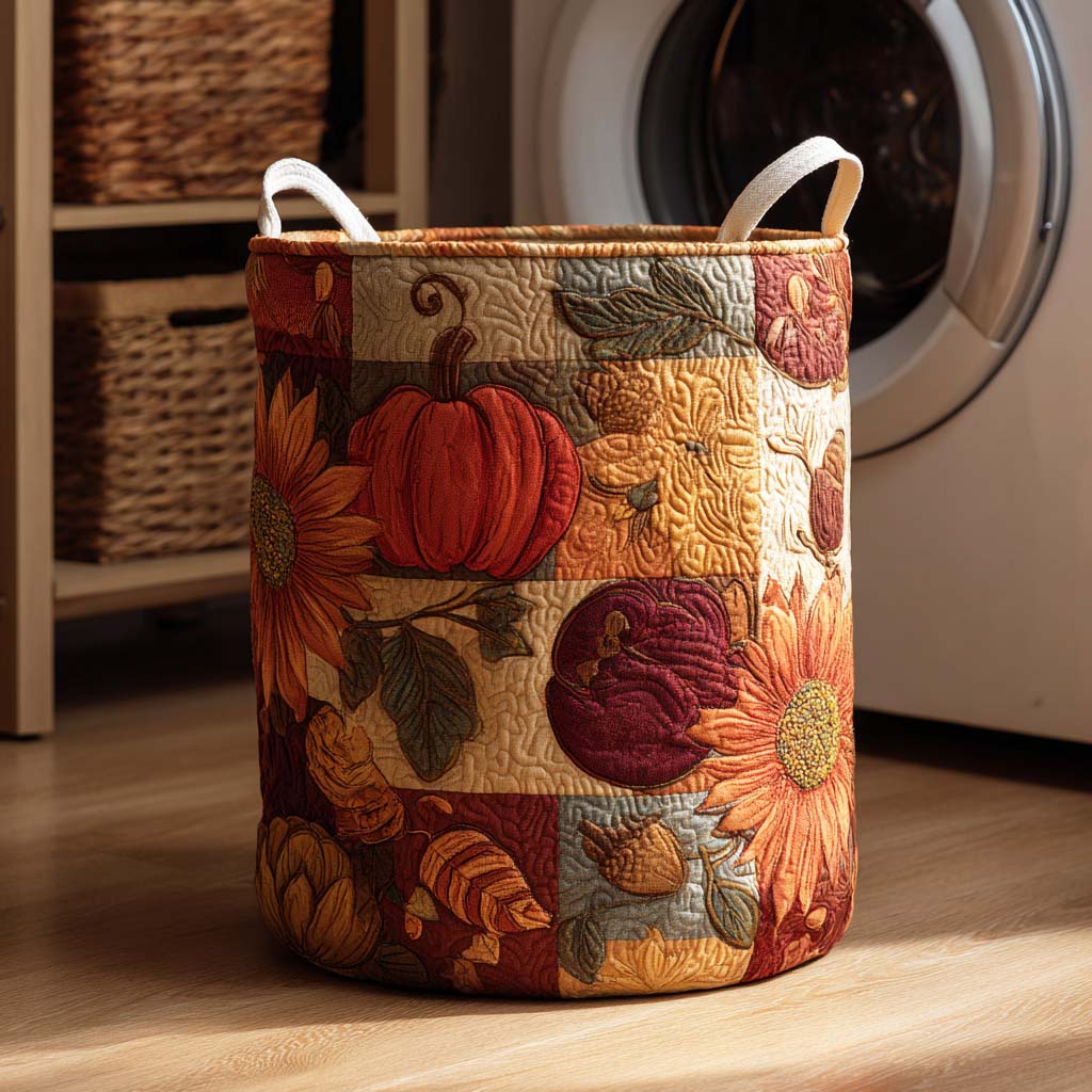 Pumpkin Patch Bliss Quilted Laundry Basket Merch For Her