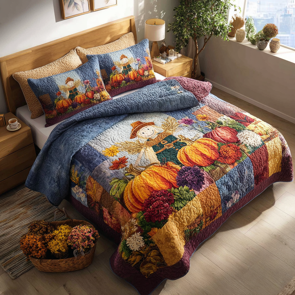 Pumpkin Patch Patrol Quilted Bedding Set Bed Decor Ideas Autumn Presents