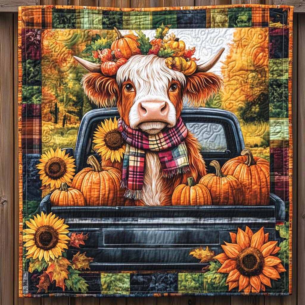Pumpkin Patch Pickup Quilted Blanket Cow Gifts For Cow Loversr