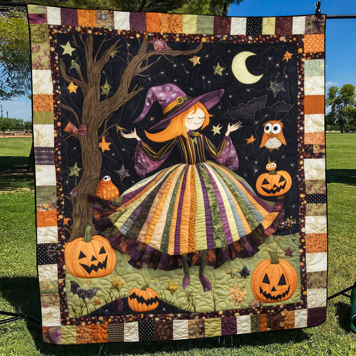 Pumpkin Patch Quilted Blanket Halloween Anniversary Gifts