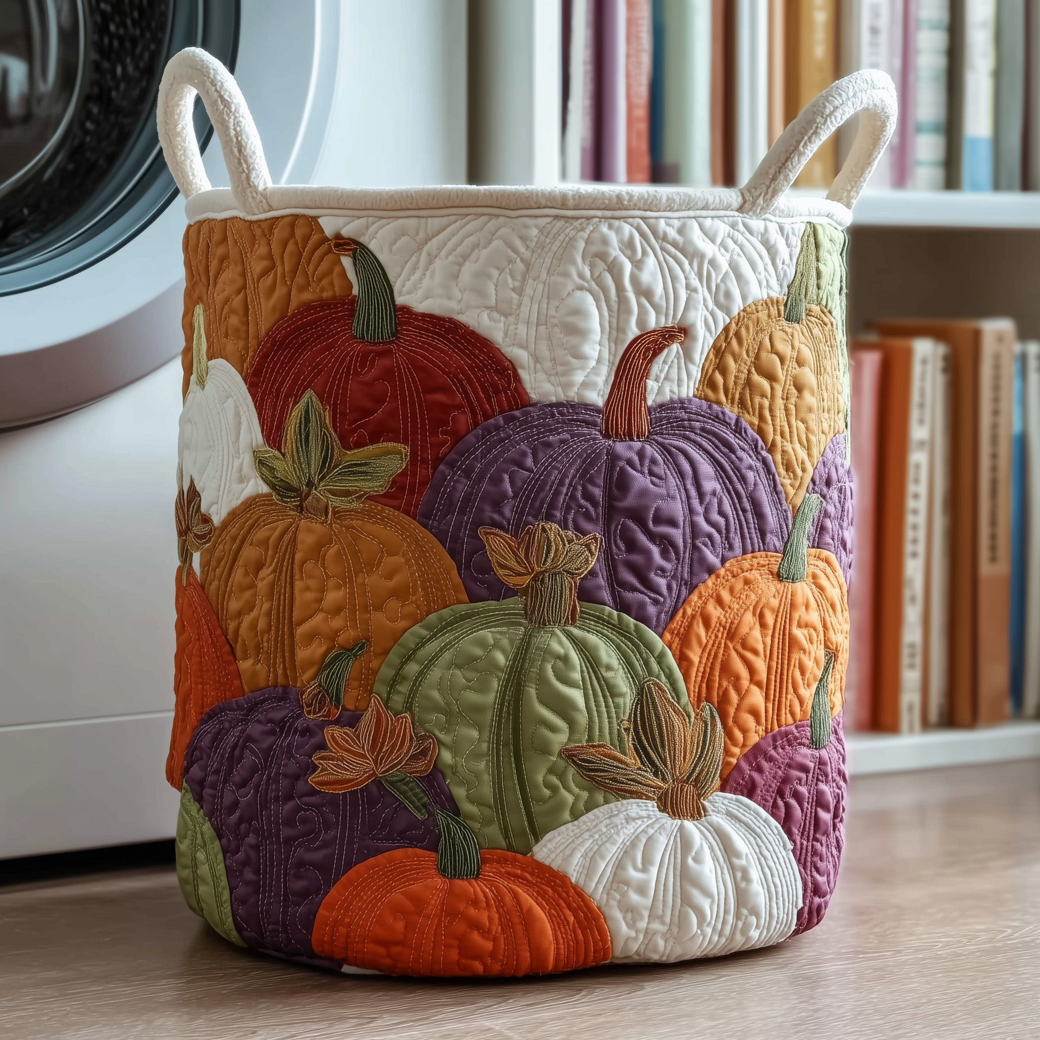 Pumpkin Patch Quilted Laundry Basket Holiday Home Decor Fall Gifts For Mother