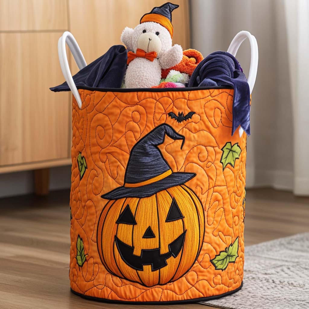 Pumpkin Patch Quilted Laundry Basket Merch For Mom