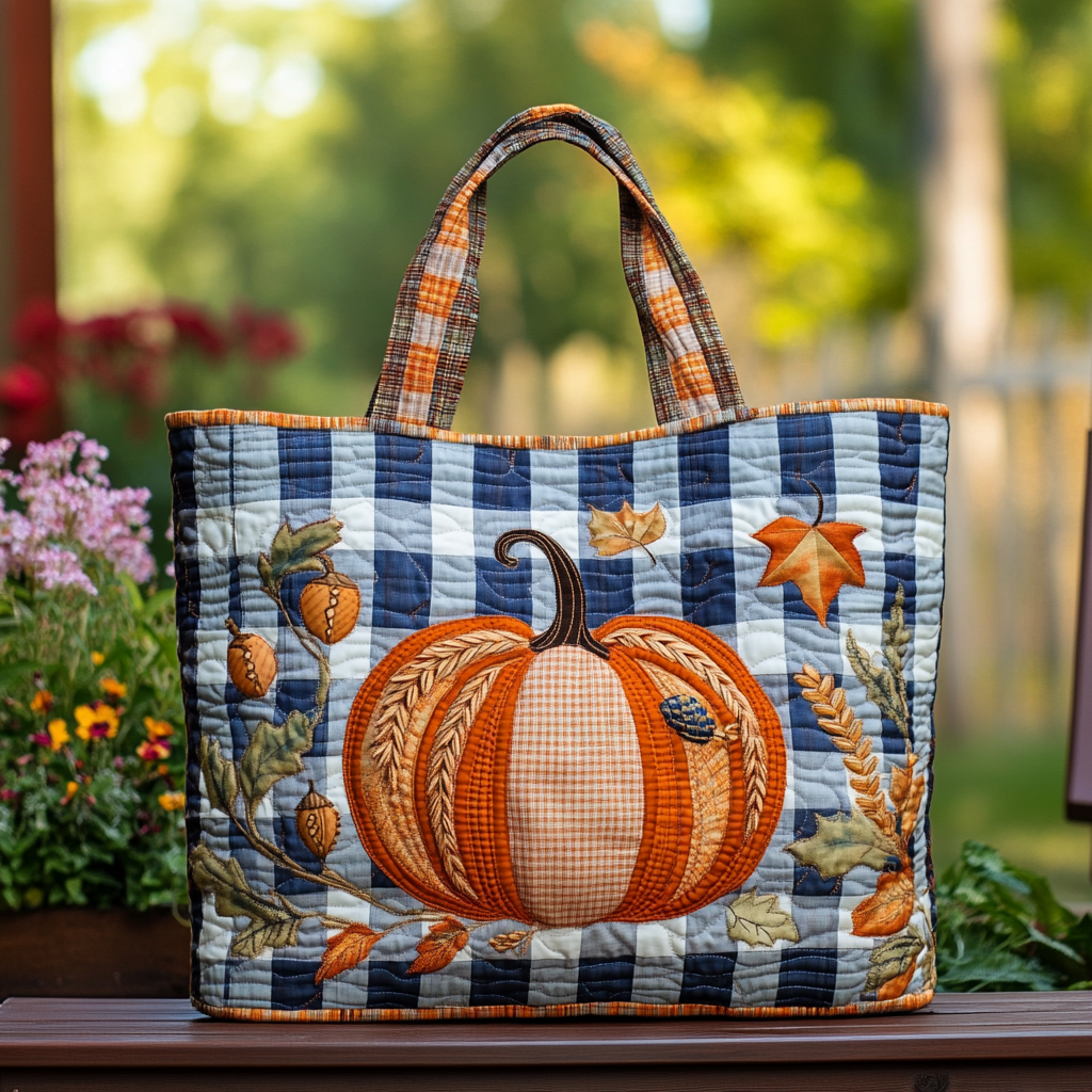 Pumpkin Patch Quilted Tote Bag Autumn Gifts For Friends