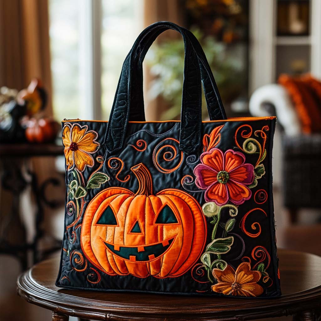 Pumpkin Patch Quilted Tote Bag Halloween Birthday Gifts
