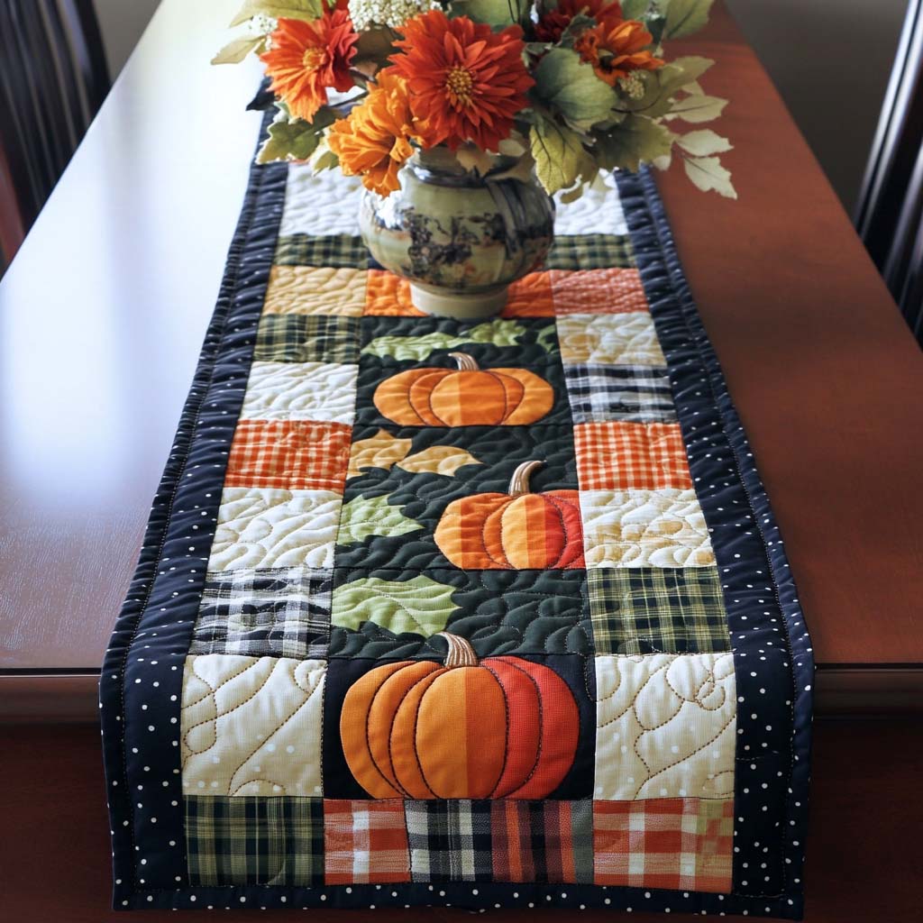 Pumpkin Path Quilted Table Runner Fall Decor Table Runner Unique Gifts Family
