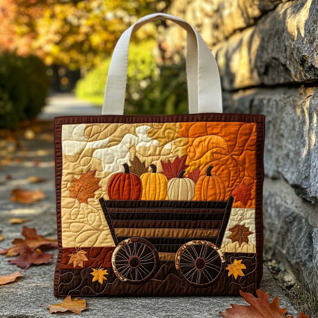 Pumpkin Path Quilted Tote Bag Best Gifts For Cat Lovers