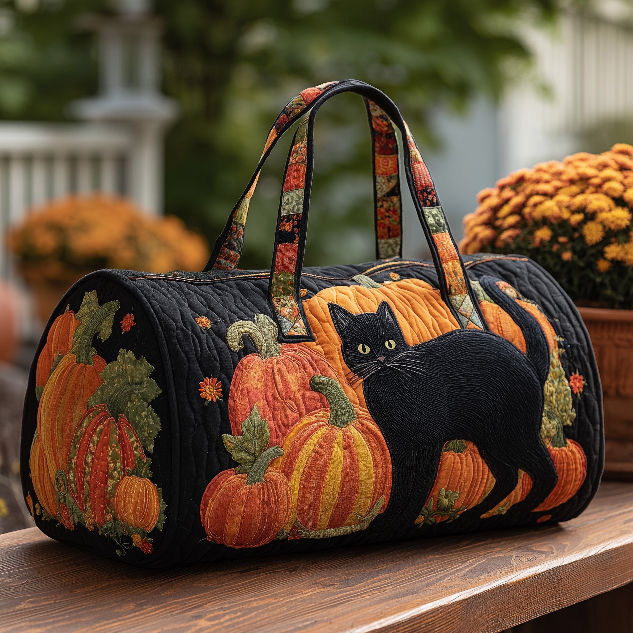 Pumpkin Paws Quilted Duffle Bag Fall Gift Choice