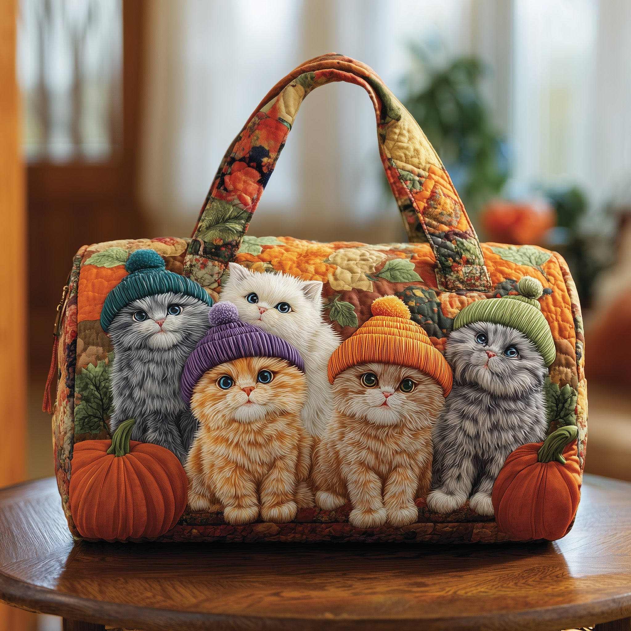 Pumpkin Paws Quilted Duffle Bag Spring Gift Idea