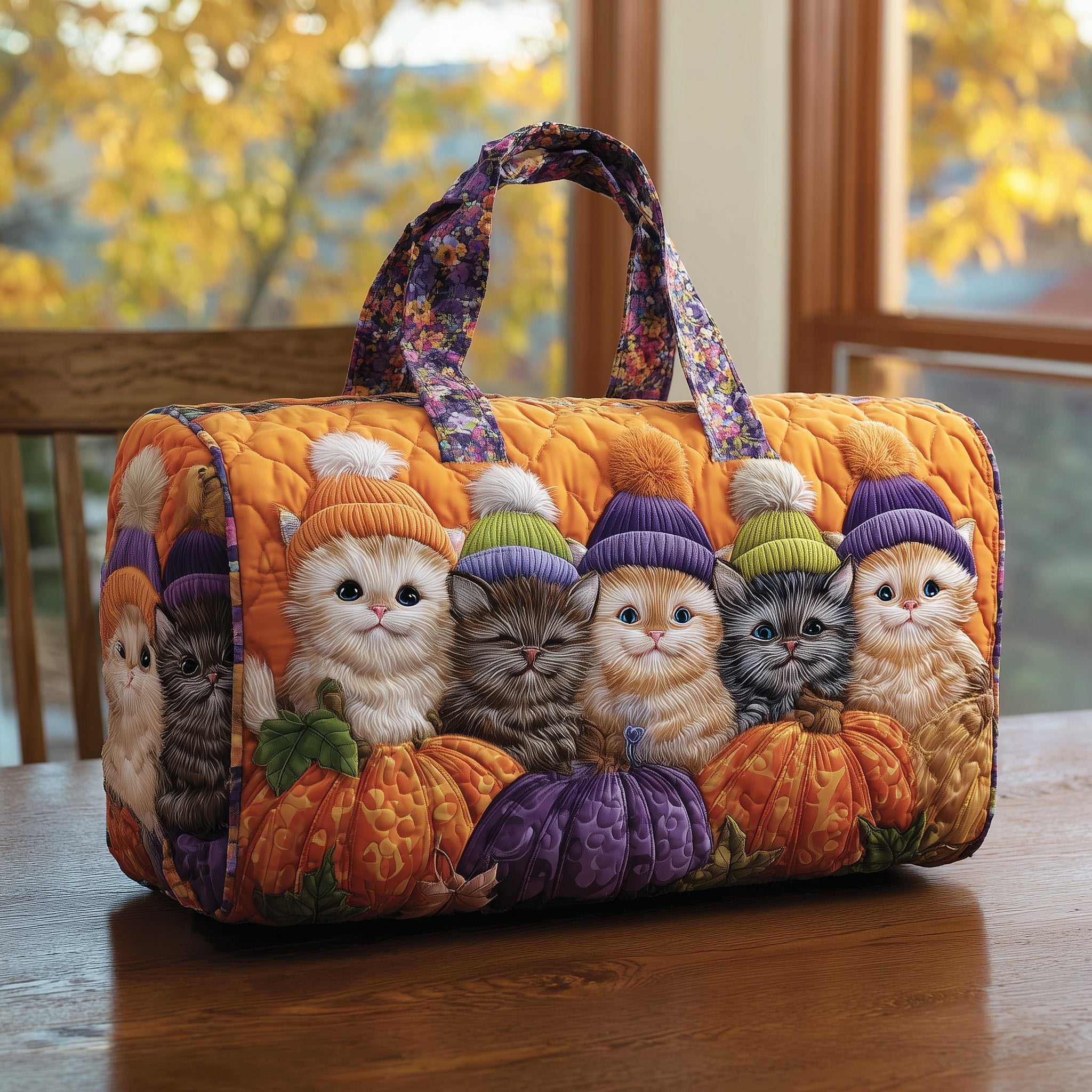 Pumpkin Paws Quilted Duffle Bag Summer Vacation Essential