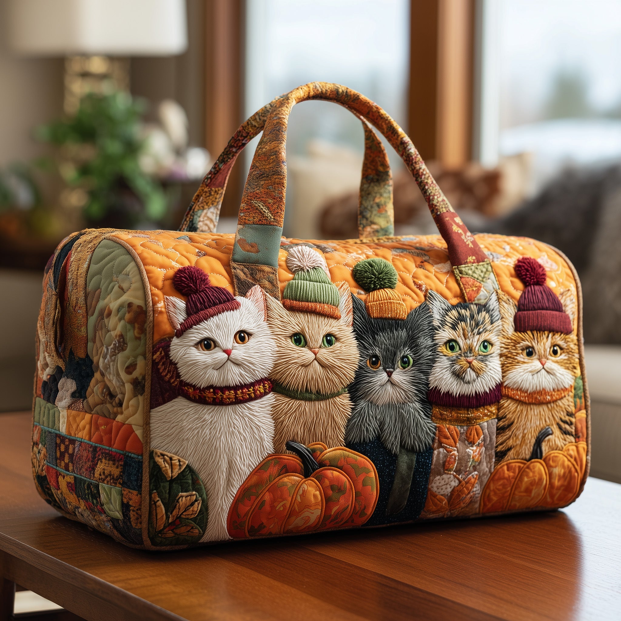 Pumpkin Paws Quilted Duffle Bag Winter Season Must Have