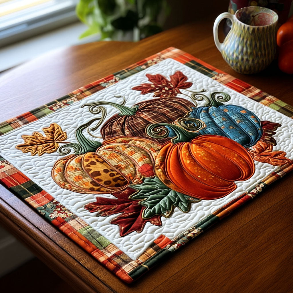 Pumpkin Petals Quilted Place Mat Dining Table Decor Themed Gifts For Ocean Lovers