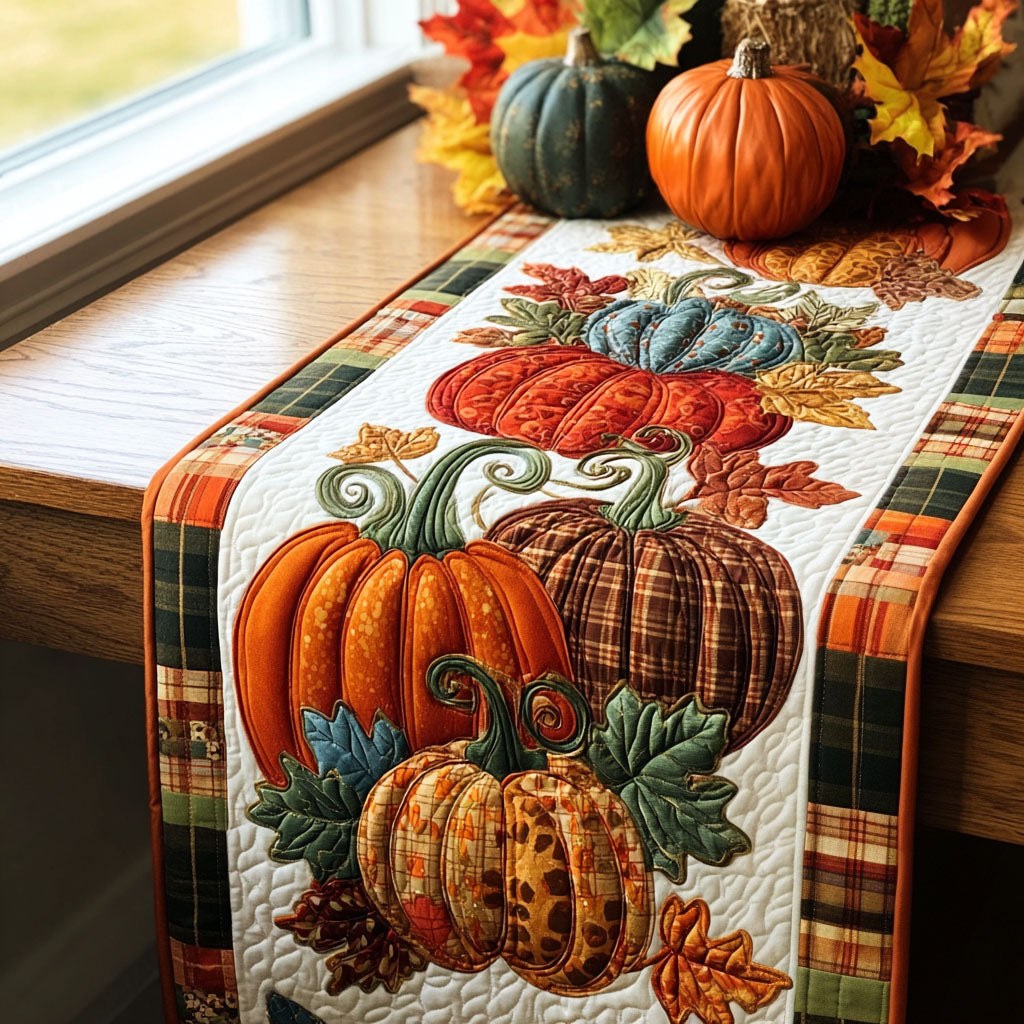 Pumpkin Petals Quilted Table Runner Fall Table Runner Decor Great Family Gifts