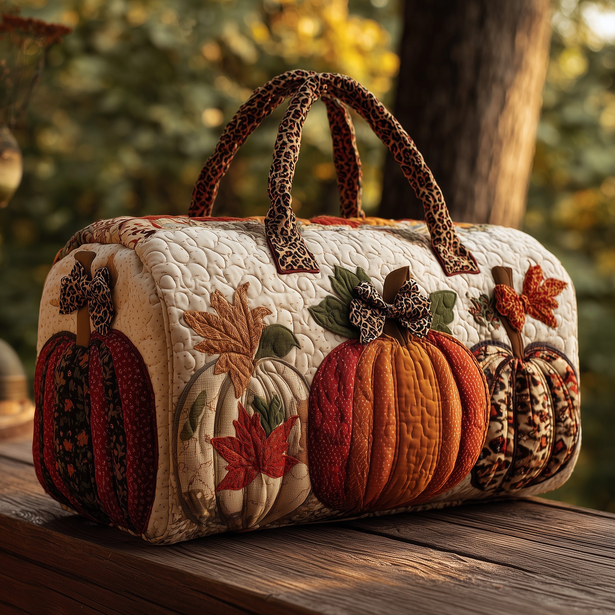 Pumpkin Quilted Duffle Bag Gift For Him