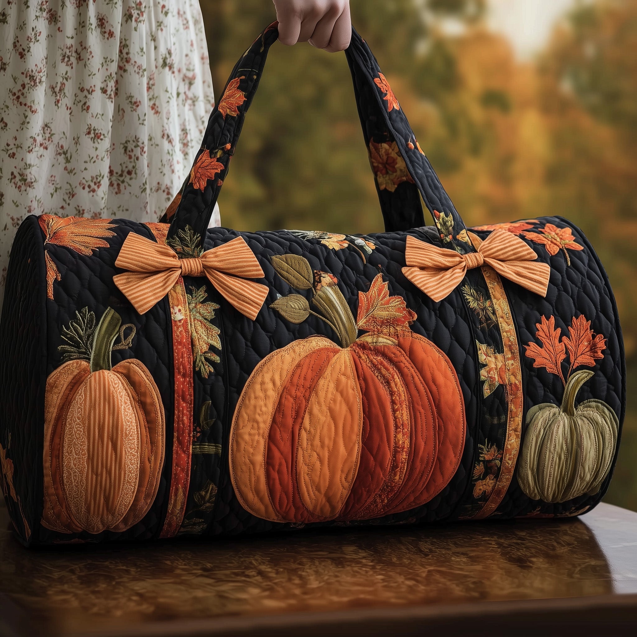 Pumpkin Quilted Duffle Bag Gift For Mom