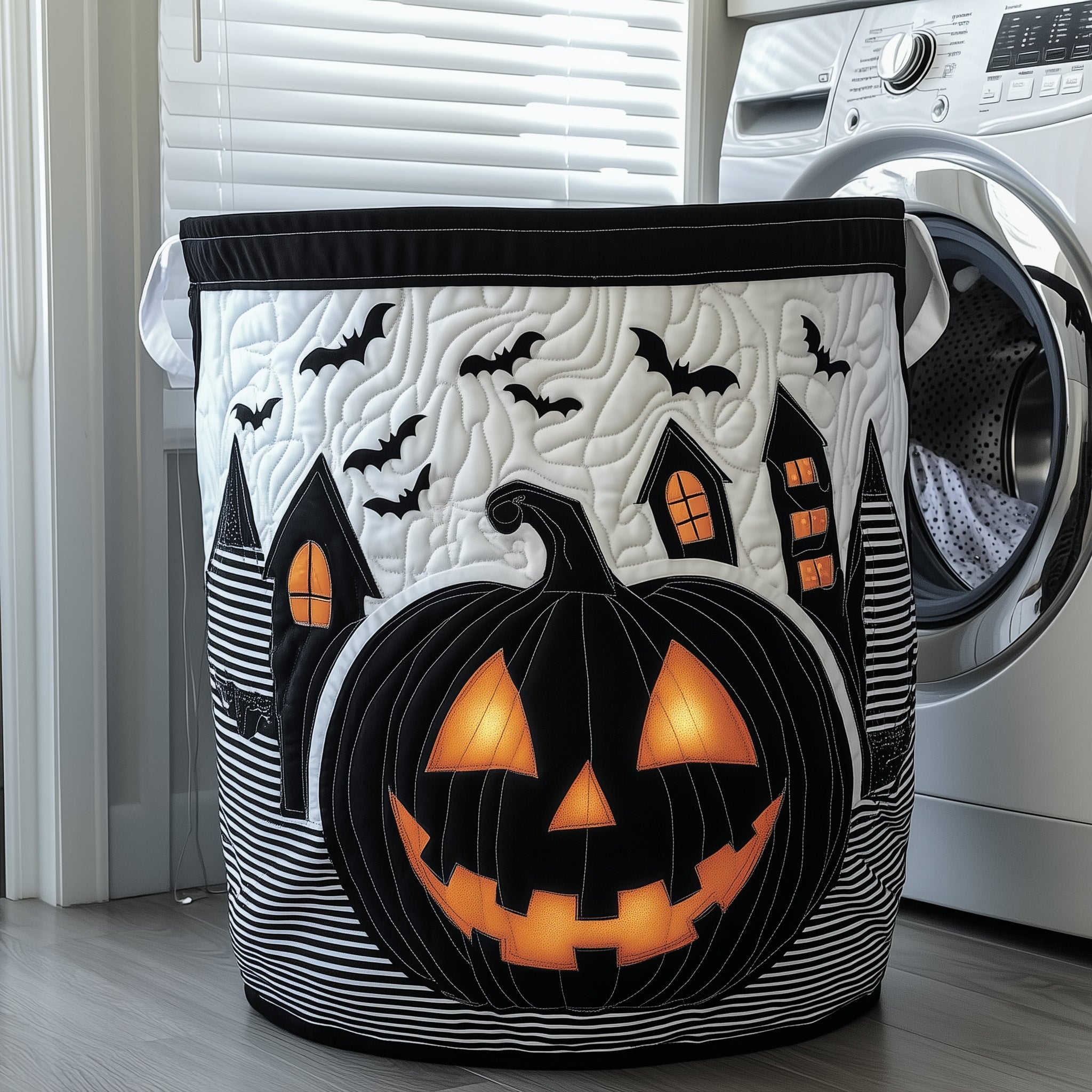 Pumpkin Quilted Laundry Basket Gift For Friends on Halloween Day