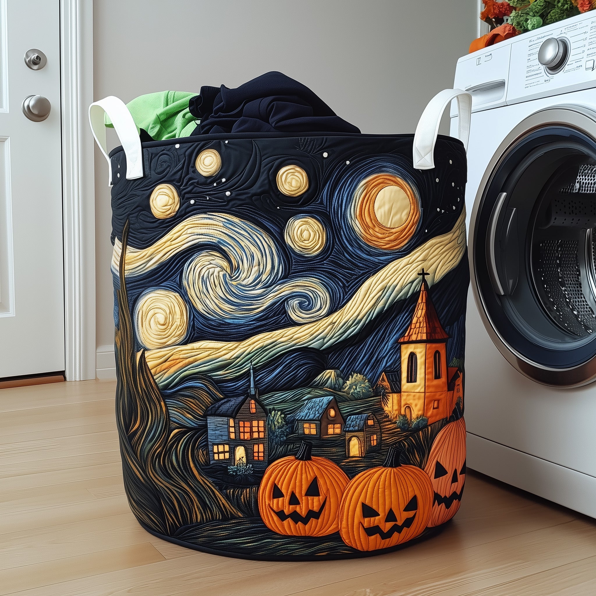 Pumpkin Quilted Laundry Basket Halloween Birthday Gifts