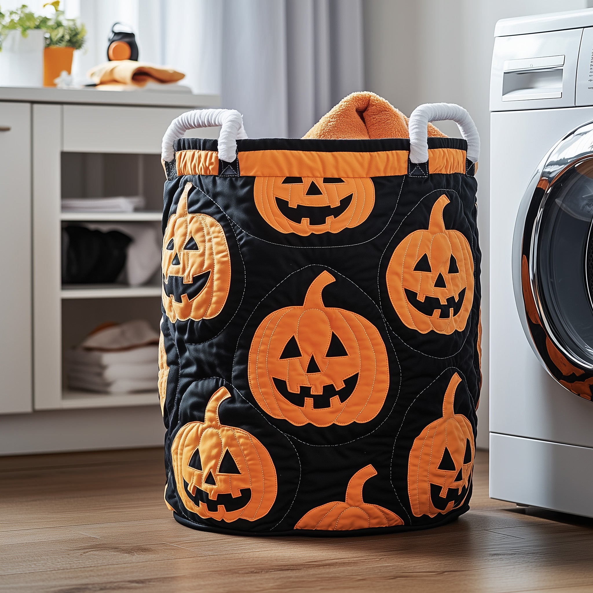 Pumpkin Quilted Laundry Basket Halloween Gift Ideas