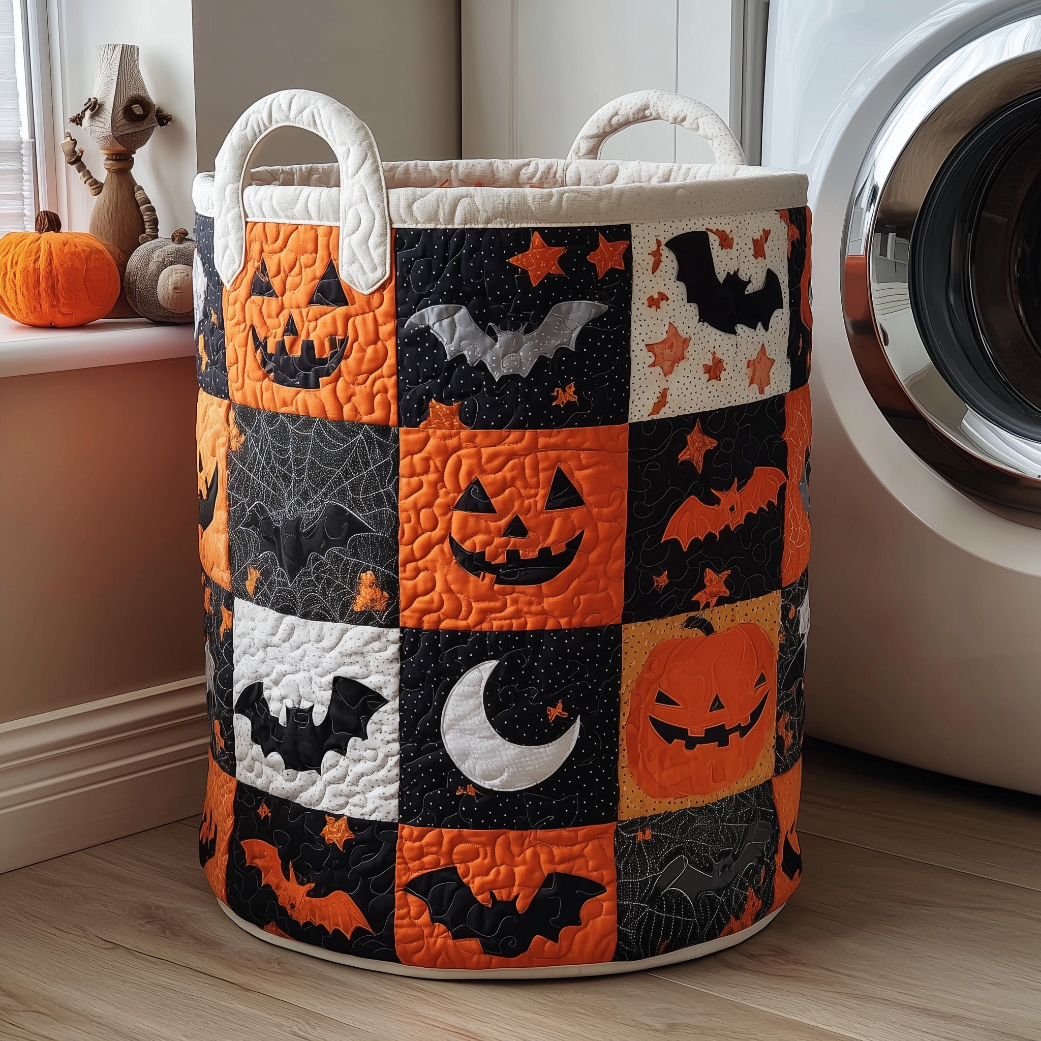 Pumpkin Quilted Laundry Basket Halloween Gift Ideas For Adults