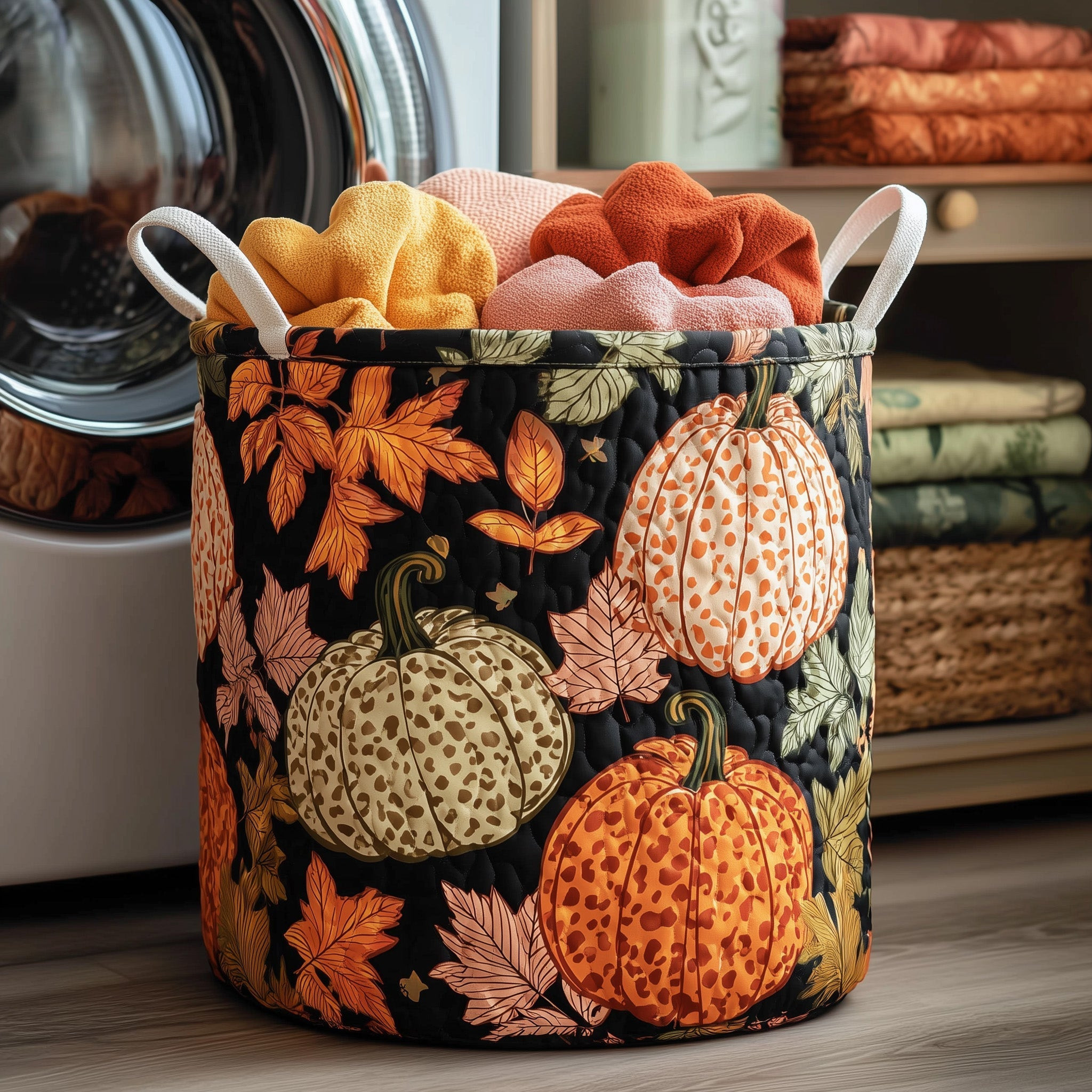 Pumpkin Quilted Laundry Basket Holiday Home Decor Pumpkin Lover Presents