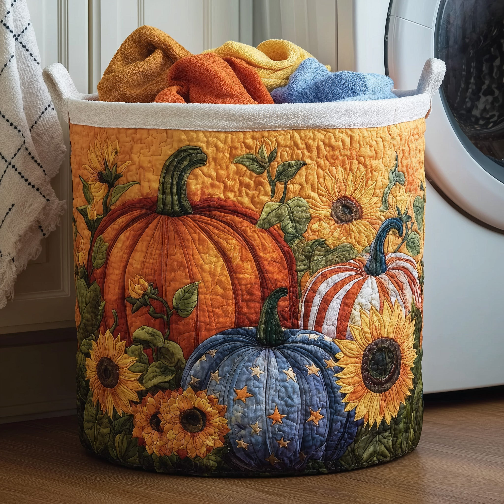 Pumpkin Quilted Laundry Basket Laundry Room Decor Gifts For Pumpkin Lover
