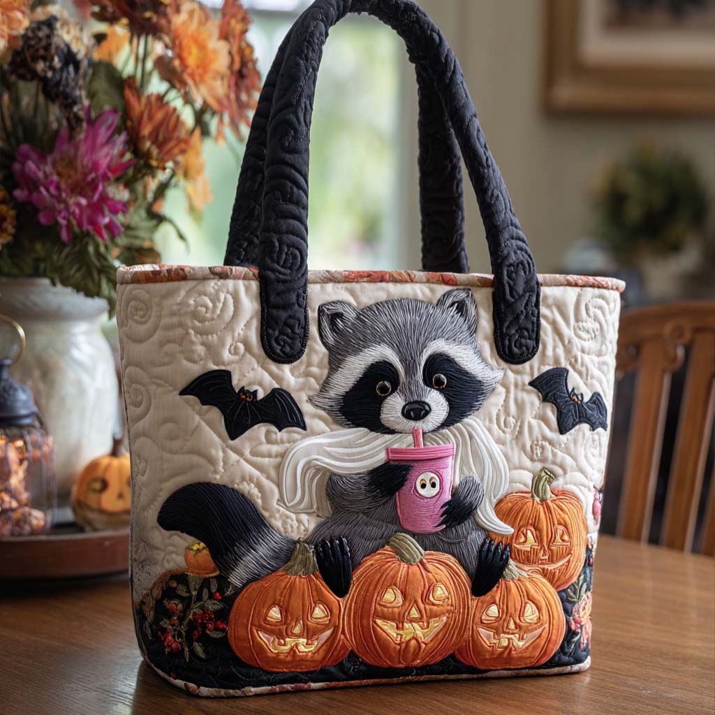 Pumpkin Sipper Quilted Tote Bag Halloween Gifts For Her