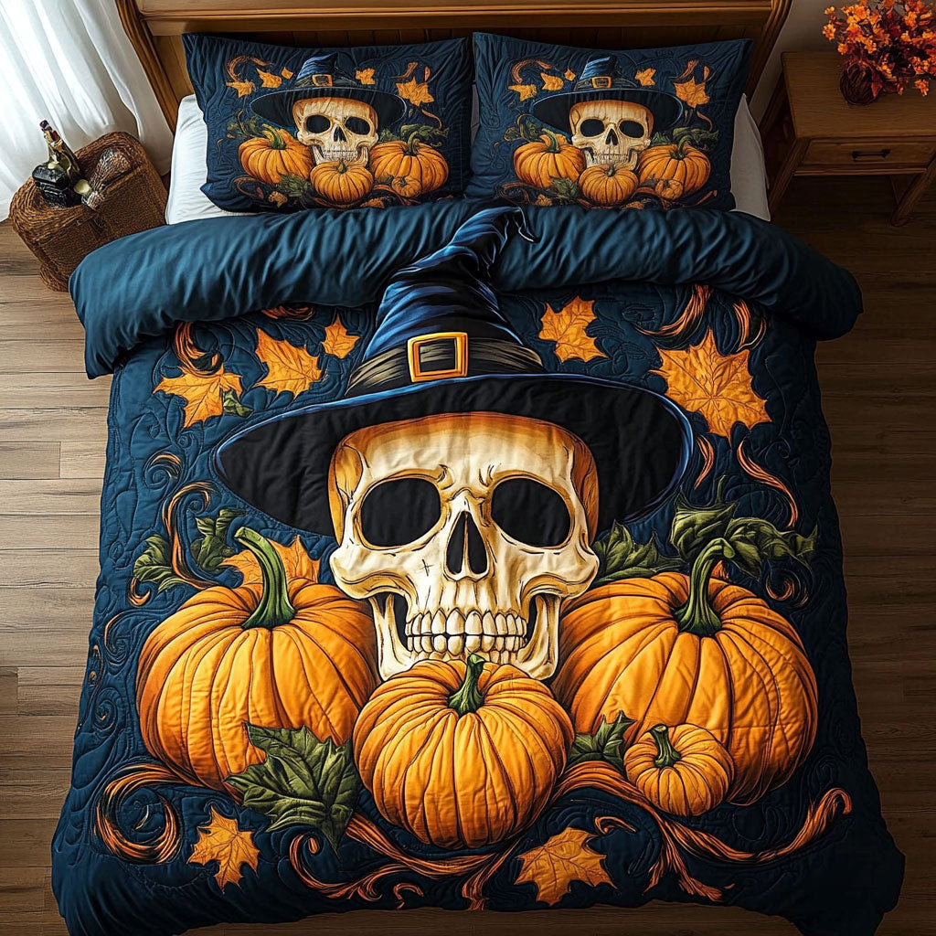 Pumpkin Skull Halloween Night Bedding Set Best Decoration Gift For Friends and Family on Halloween Day