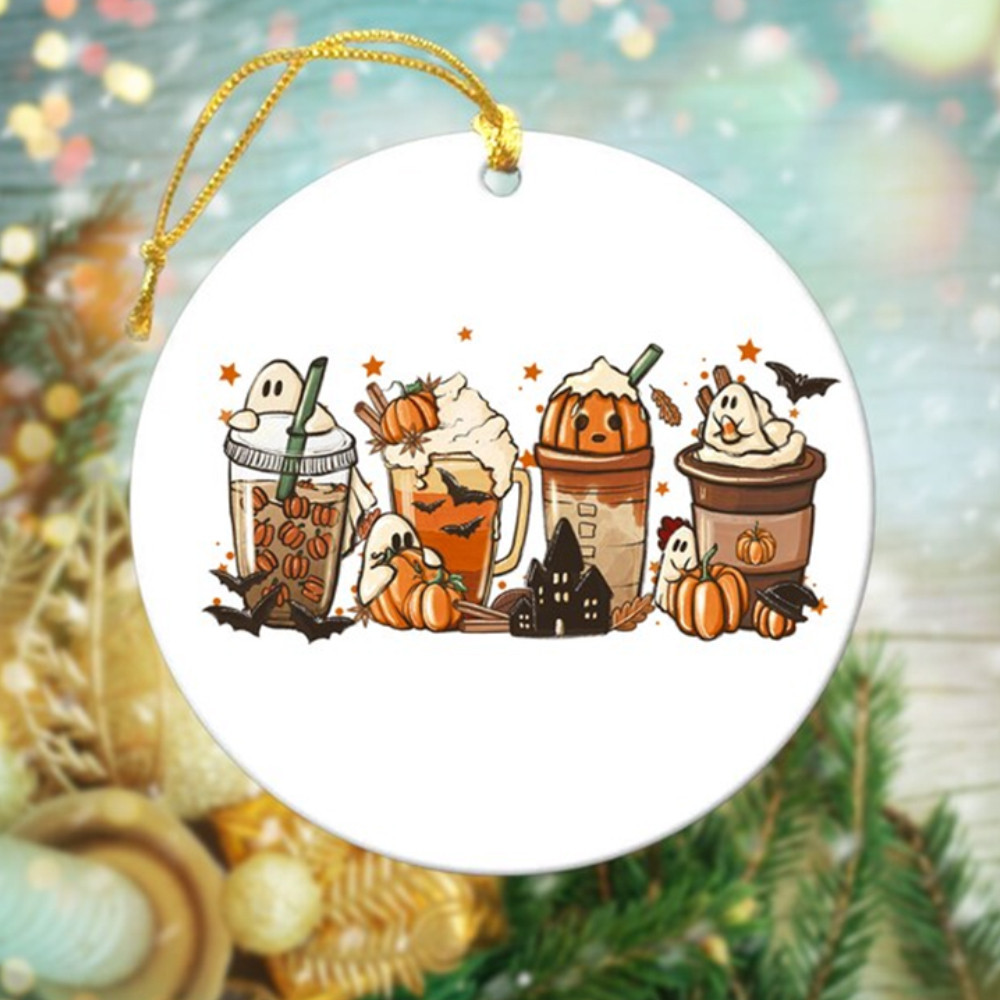 Pumpkin Spice Latte Ghost Halloween Ornament Cute Halloween Hanging Ornament Gifts