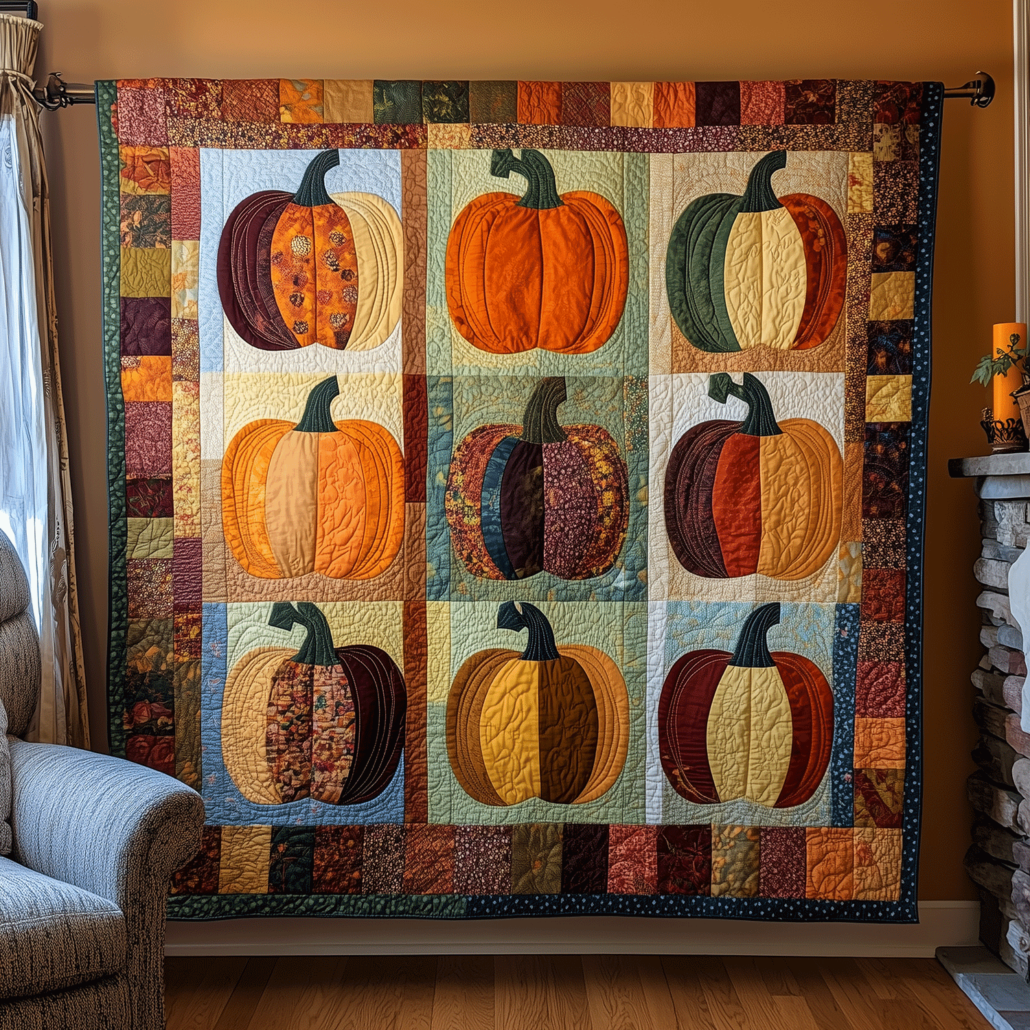 Pumpkin Spice Quilted Blanket Gift For Halloween