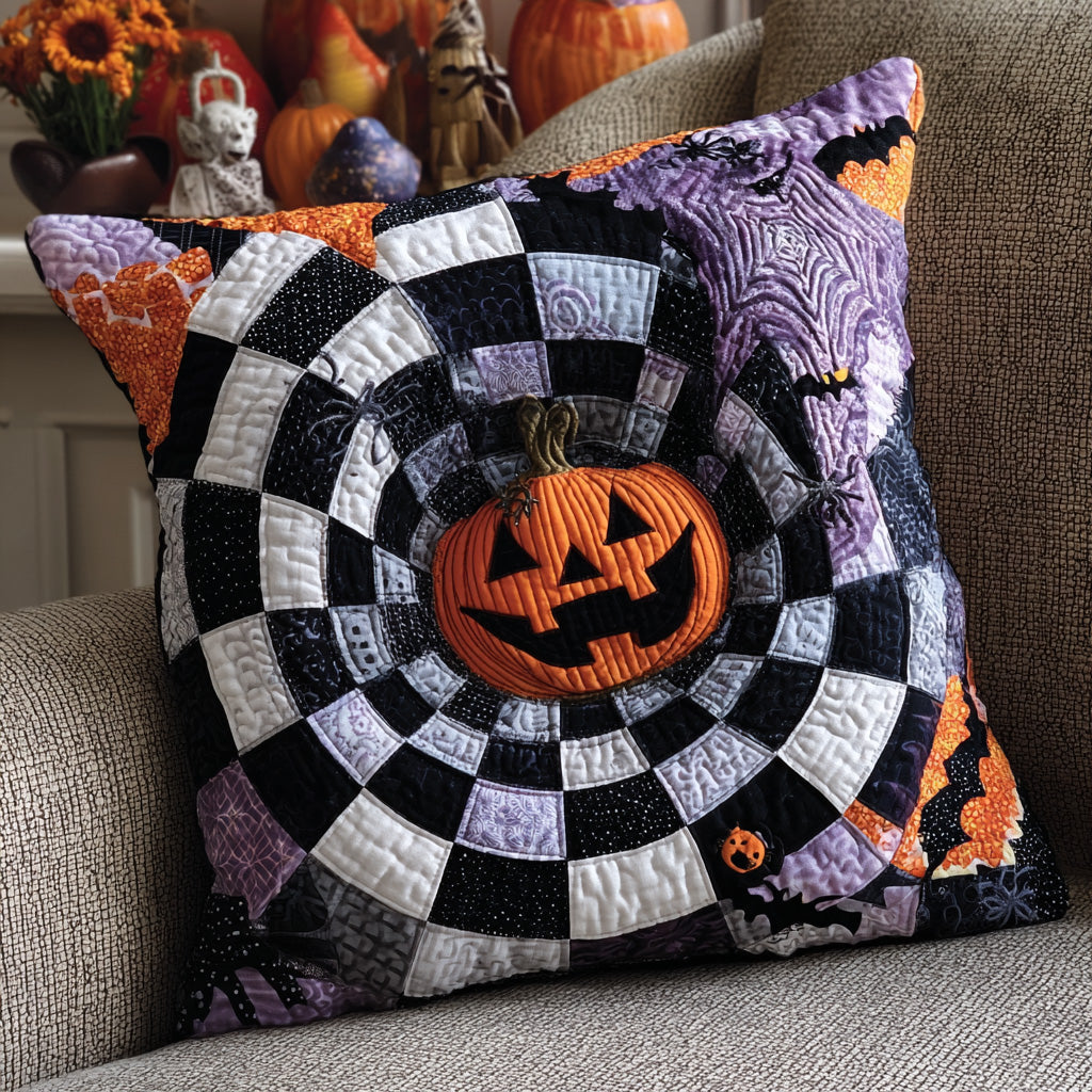 Pumpkin Spiral Quilted Pillow Case Decorative Pillow Covers Halloween Gifts For Adults