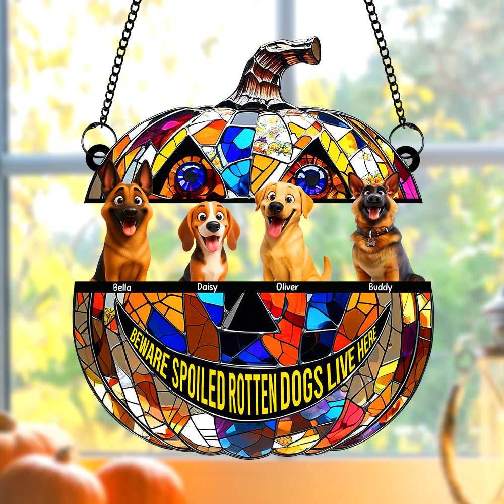 Pumpkin Suncatcher Ornament - Personalized Halloween Gifts For Dog Lovers - Fun Holiday Ornament Gift