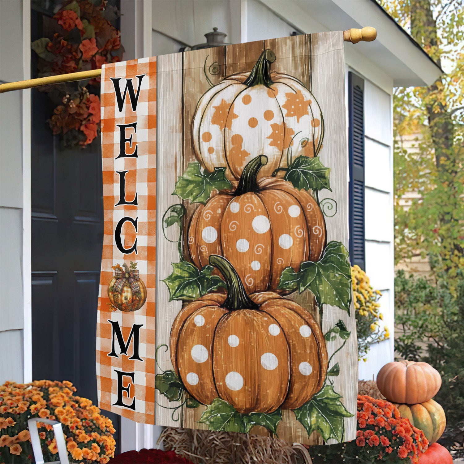Pumpkin Thanksgiving Garden Flag Welcome Thankful Season Outdoor Decor Pumpkin Lovers Gift