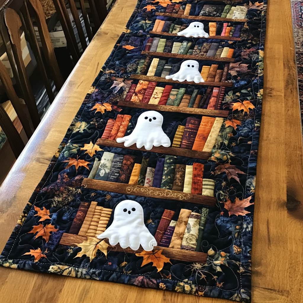 Pumpkin Trail Quilted Table Runner Spooky Runners Gothic Halloween Table Decor