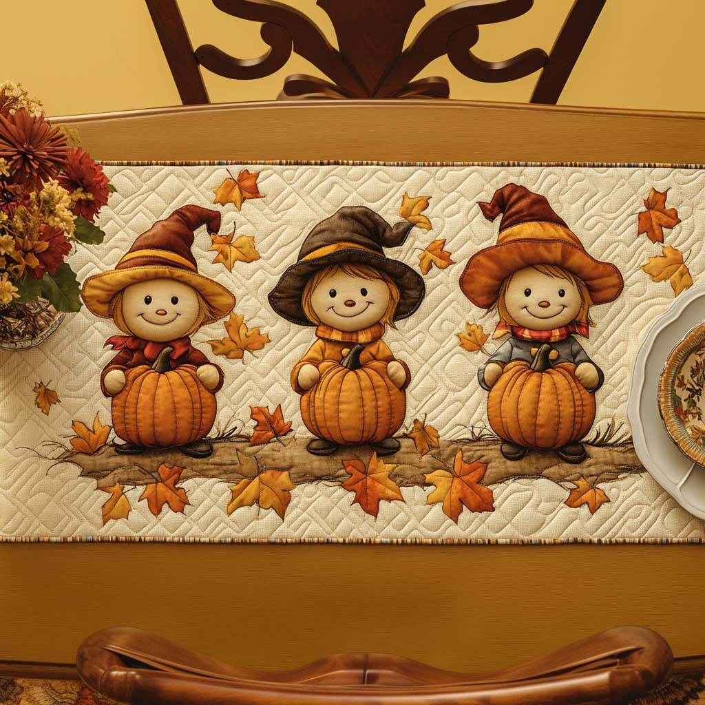 Pumpkin Trio Quilted Table Runner Elegant Fall Table Runners Gifts For Family