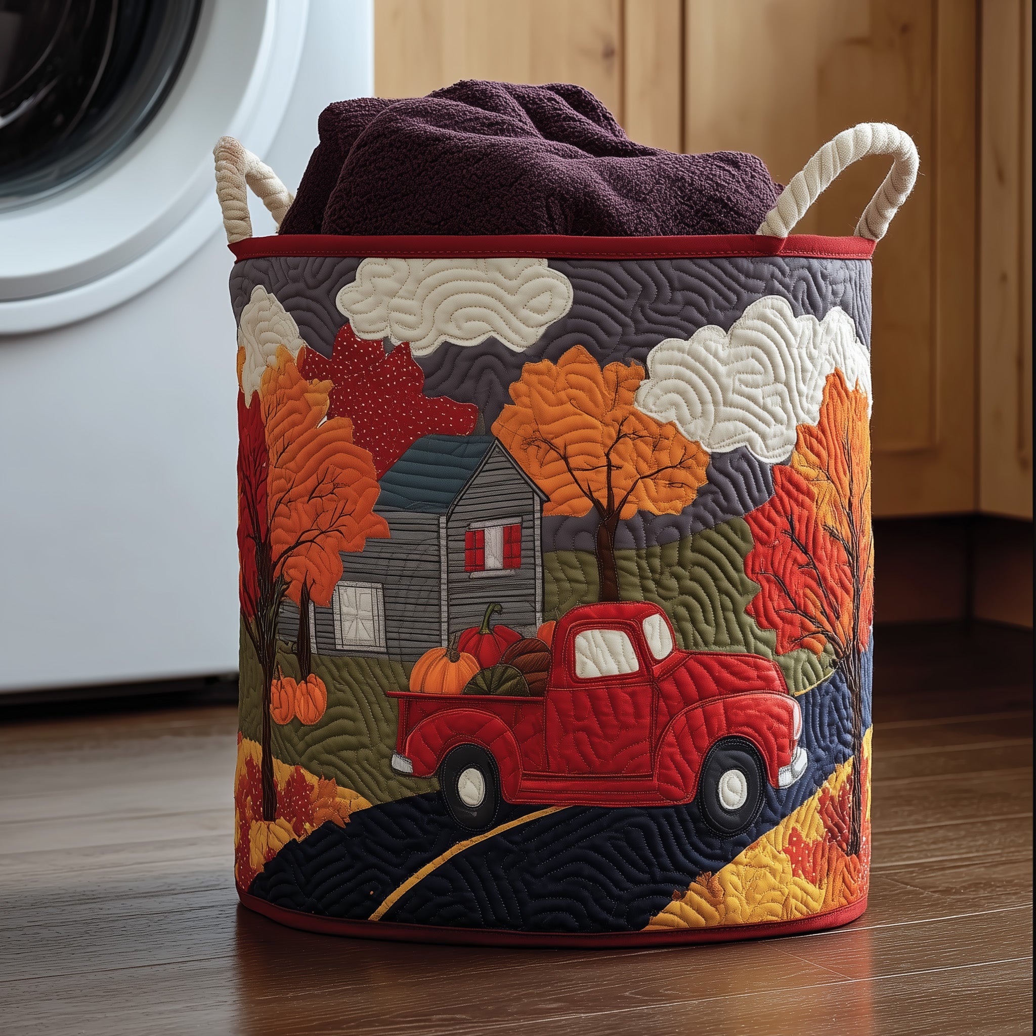 Pumpkin Truck Quilted Laundry Basket Best Gifts For Autumn Lovers