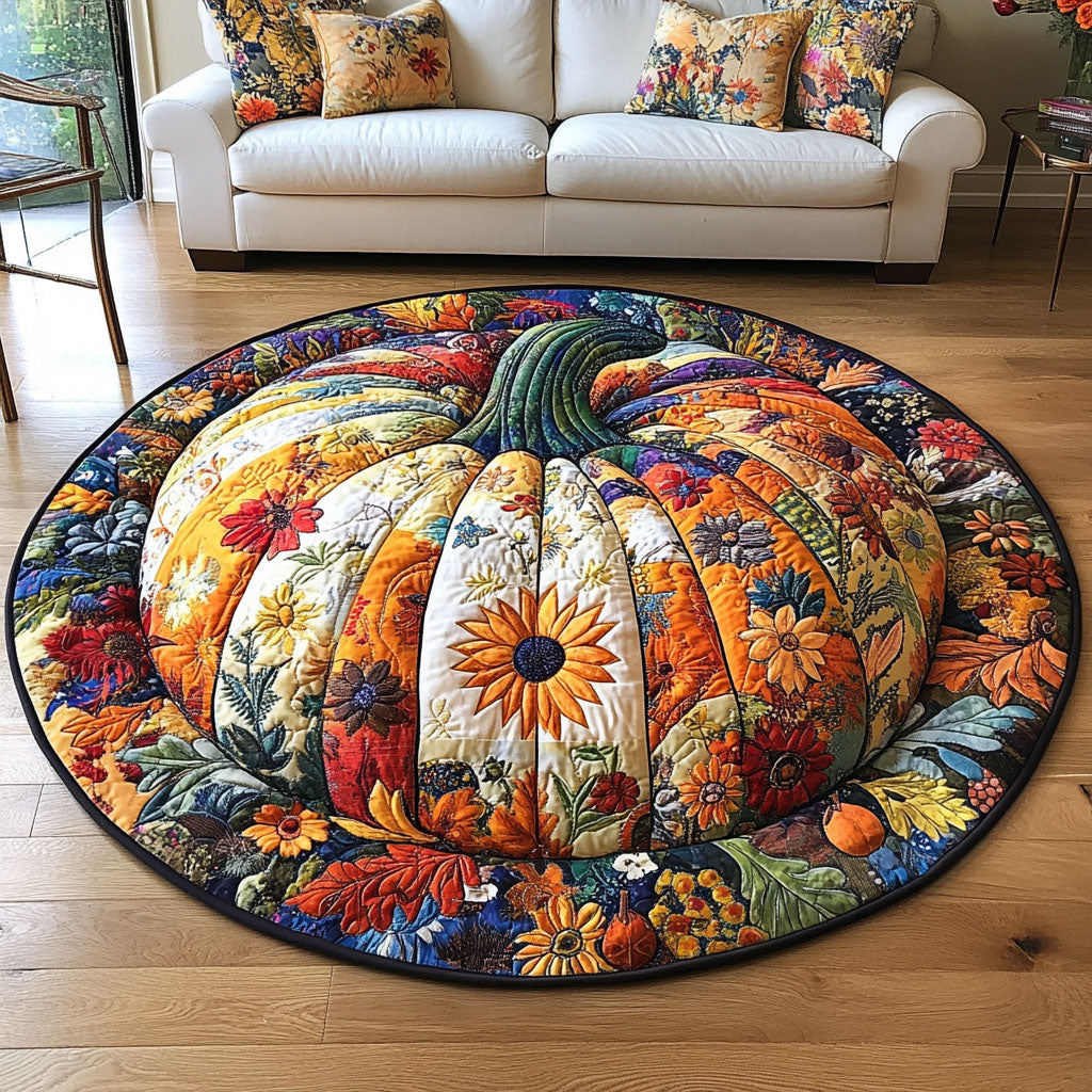 Pumpkin Vibes Quilted Round Mat Entryway Rug Ideas Gift Baskets For Farmers