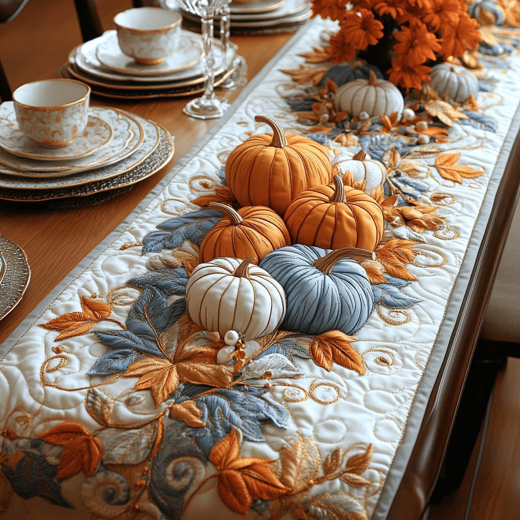 Pumpkin Wishes Quilted Table Runner Fall Table Runner Decor Gift For Coworker
